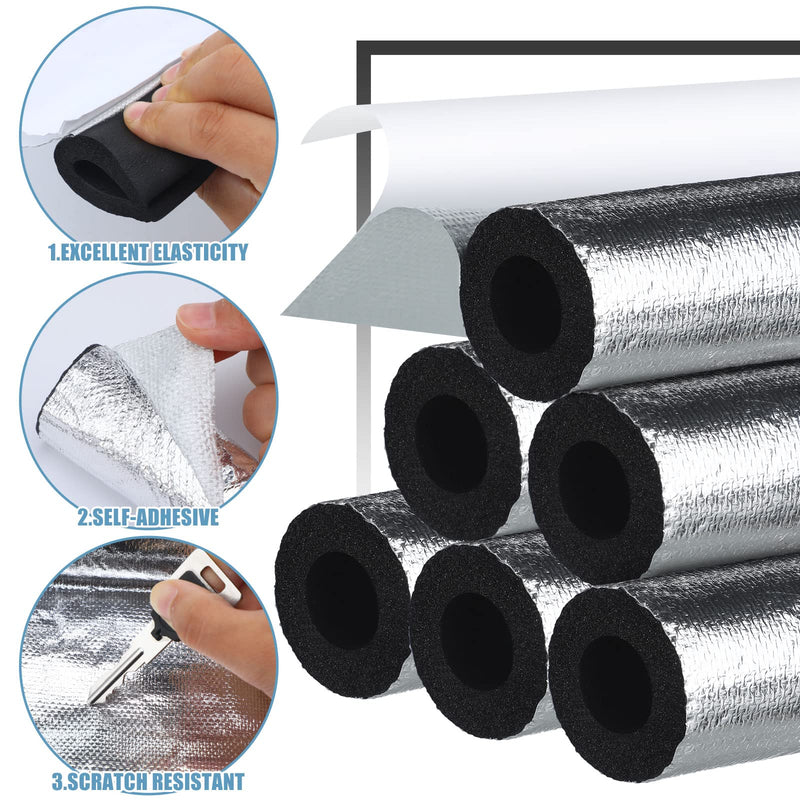 Kingdder Pipe Insulation Foam Tube 6 Pcs Self Adhesive Insulation Wrap for Copper Pipe Pre Slit Clamp Highly Insulated Foam for Outdoor Winter Irrigation, Sprinkler(1.3 Ft x 0.6 Inch) 1.3 Ft x 0.6 Inch