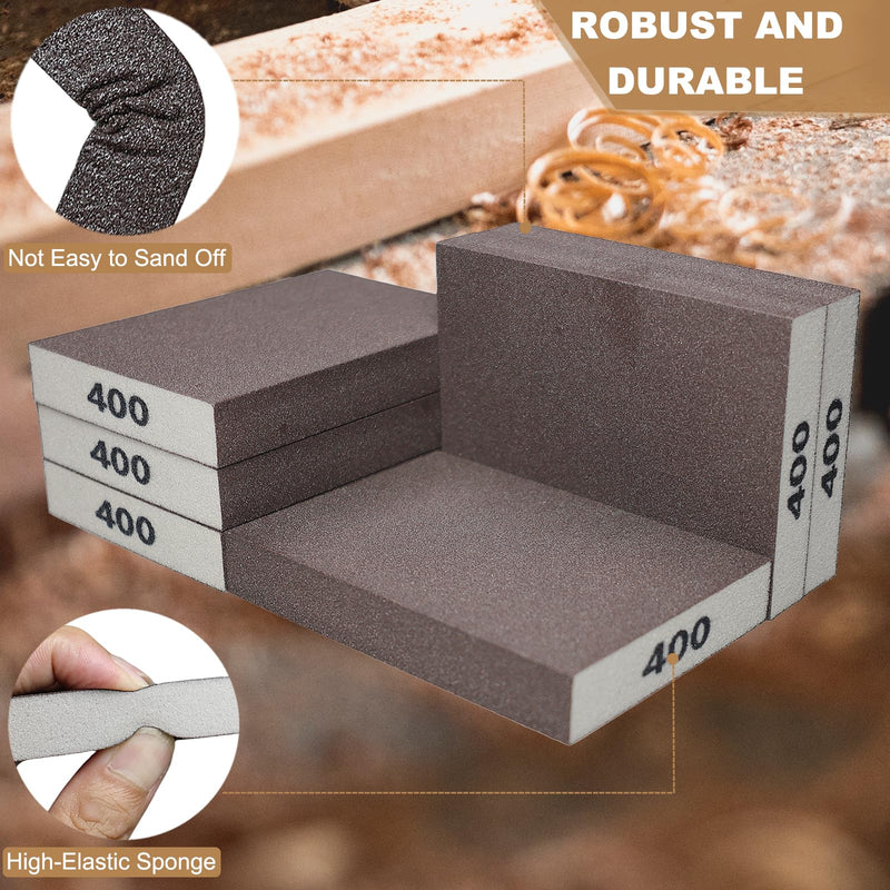 6 Pack 400 Grit Hand Sanding Block, Washable and Reusable Sanding Sponge Great for Pot Brush Pan Brush Sponge Brush Glasses Sanding Wood Sanding Metal Sanding (400 Grit)