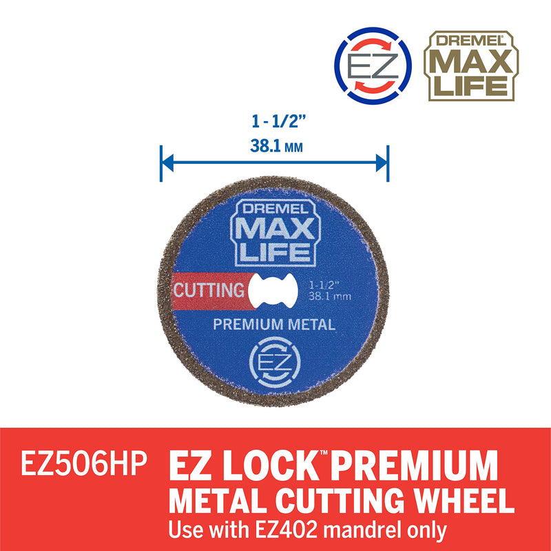 Dremel Max Life EZ506HP 1-12“ (38.1mm) High Performance Premium Metal Cutting Wheel, Blue