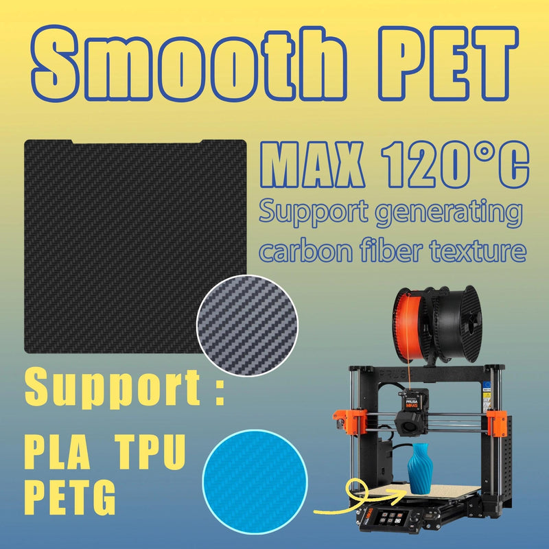 241x254mm Textured PEI + Smooth PET Prusa Build Plate for Prusa MK2 MK3 MK3S MK4 MK4S 3D Printers Dual-Sided Build Sheet 2 Pack PET+PEI