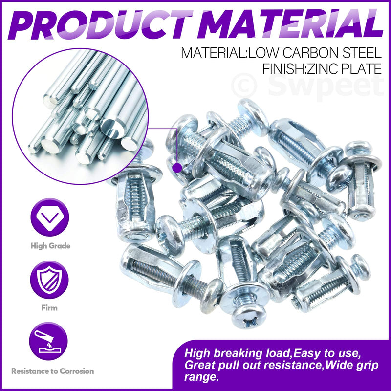 Swpeet 12Pcs M5 x 25 Jack Nuts Petal Nuts Expansion Nut Thins Fixings Dowels with Screws Assembly for Hollow Wall Iron Skin Line Use in Thin Soft Wall (M5 x 25)