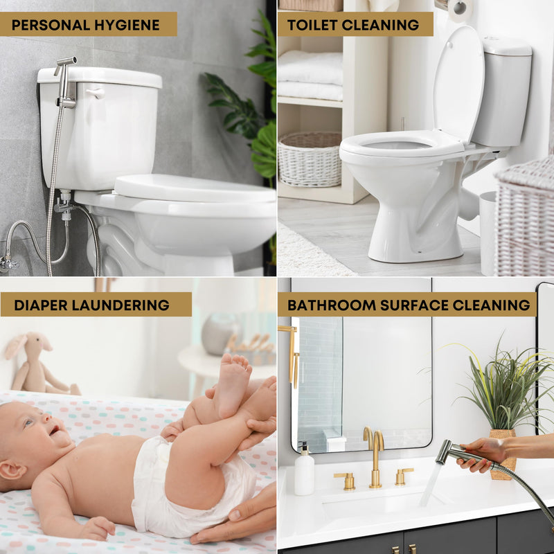 Purrfectzone Bidet Sprayer for Toilet, Handheld Sprayer Kit, Cloth Diaper Sprayer Set - Easy to Install - Stainless Steel 1