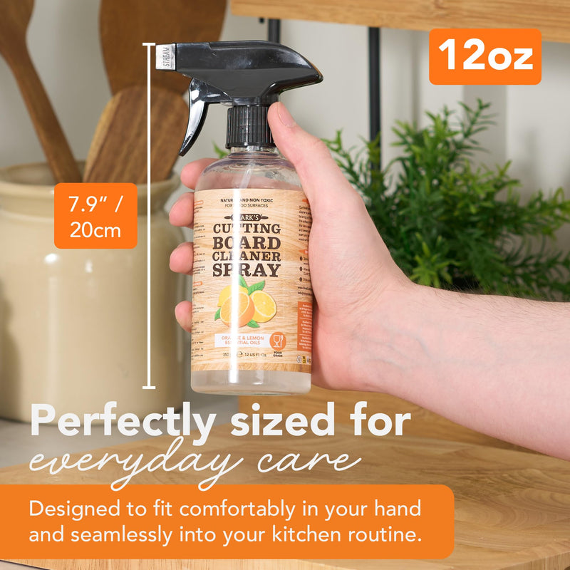 CLARK'S Cutting Board Spray Cleaner 12 oz, with Microfiber Cloth - 2 Pack Pack Of 2 (12 Ounce)