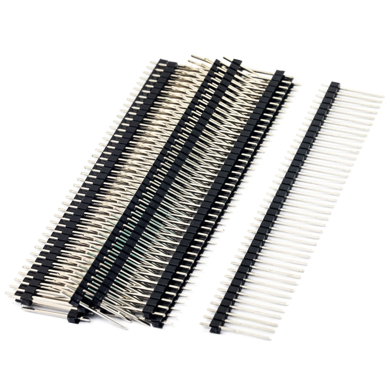 whiteeeen 10pcs Break-Away 0.1" 1 x 40 Male Pin Header 2.54mm Single Row Straight Pin Header PCB Pin Strip Connector (Pin Long 19mm)