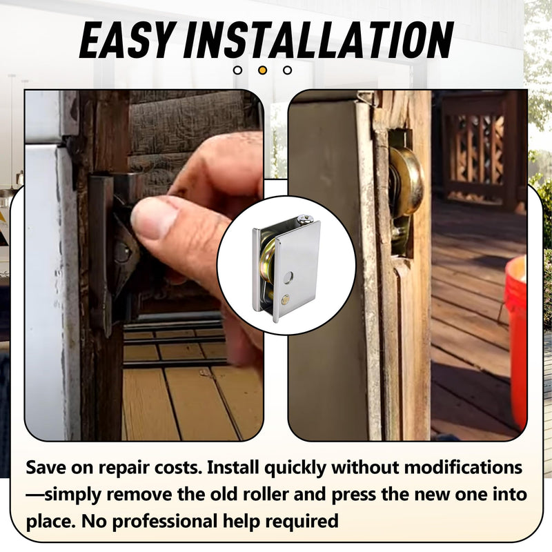 0C5Y00P0 Sliding Patio Door Rollers (2-Pack) | Compatible with P-Ella/Pella Doors | 1-1/2" Steel Ball Bearing, Adjustable Height Replacement