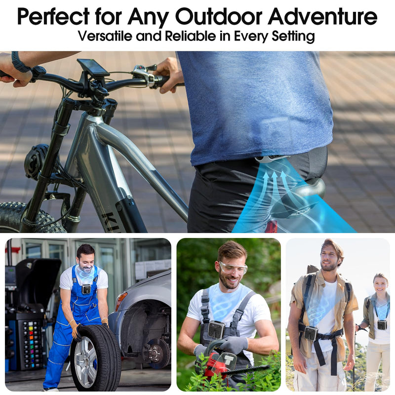 Portable Waist Fan Clip On, Max 40Hours Runtime, 16000RPM 5 Speeds Powerful Under Shirt Fan with Light, 10000mAh Personal Cooling Rechargeable Wearable Belt Fans for Travel Camping Fishing Grey