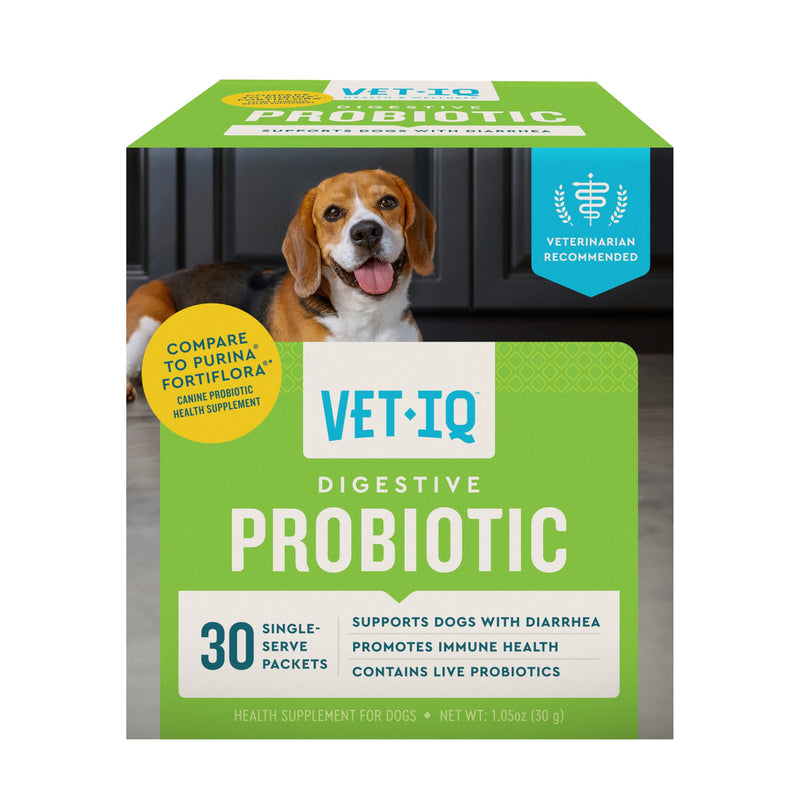 VetIQ Digestive Probiotic Powder for Dogs 30-Count Single-Serve Packets with Enterococcus Faecium Live Probiotics Chicken Liver Flavor Supports Gut Health and Diarrhea Relief Dog 30 Count