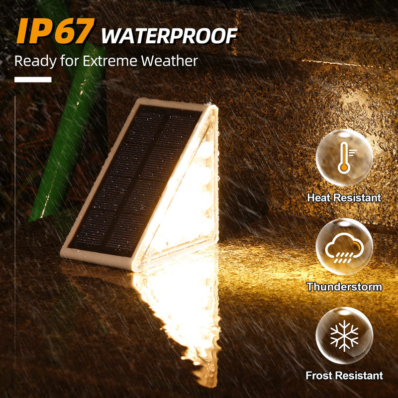 NIORSUN Solar Step Lights 6 Pack, Outdoor Stair Lights Waterproof IP67 with Auto On/Off - 3000K Warm White for Steps, Stairs, Deck, Patio, Yard, Porch, Garden, Sidewalk, Front Door
