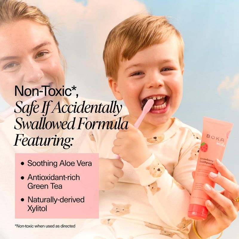 Boka Fluoride Free Toothpaste Nano Hydroxyapatite, Helps Remineralize, Appropriate for Sensitive Teeth, Whitening - for Adult, Kids Oral Care - Strawberry Mango Flavor, 4oz 3Pk - US Manufactured 4 Ounce (Pack of 3)