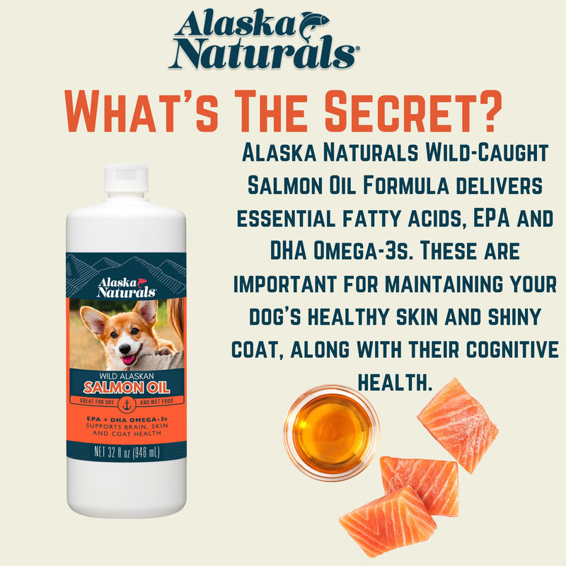 Alaska Naturals Wild Alaskan Salmon Fish Oil Supplement for Dogs Skin and Coat with EPA DHA Omega 3 Fatty Acids Liquid Food Topper 15.5 oz.