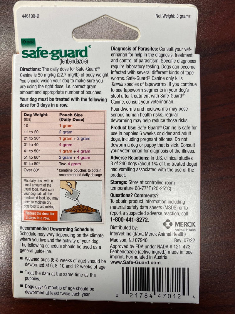 ThePetStop Safe-Guard Canine Dewormer 3 Dose x 1 Gram