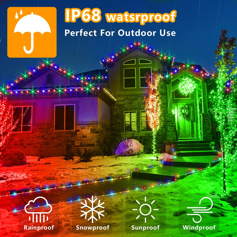 Solar String Lights Outdoor, 132Ft(66Ftx2 Pack) 400LED Rope Lights Waterproof, Color Changing LED Fairy Lights Solar Powered,Tube Lights with Remote for Christmas,Garden,Swimming Pool,Trampoline 132 Ft Multicolor(2 Pack x 66ft)
