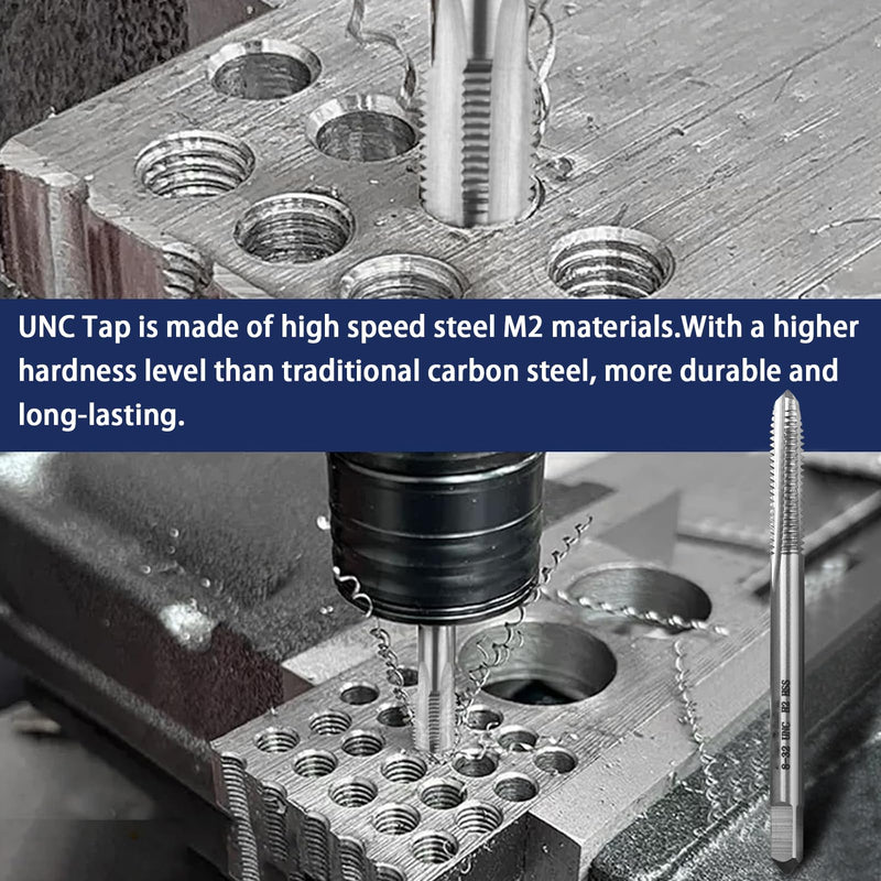 2pcs No 8-32 UNC Thread Tap Right Hand, HSS 8 x 32 UNC Straight Fluted Machine Tap 8-32 UNC,2pcs