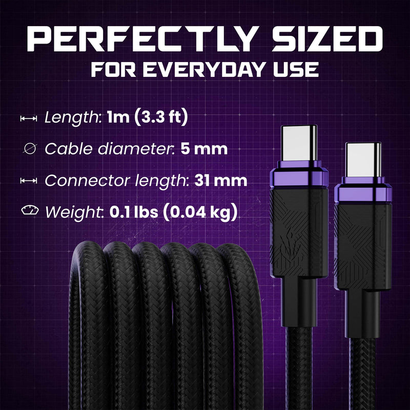 ELO Link 240W Thunderbolt 4 USBC Gaming Cable for XR AR Glasses, 40Gbps, 8K | Thunderbolt 4 and USB-IF certified, 8K 60Hz DP Alt Mode for USB-C display glasses, handhelds, laptops, braided, 3.3 ft (1 m)