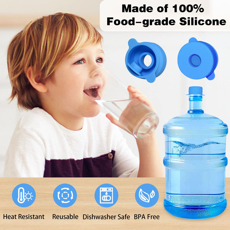 U-Goforst [4 PCS] 3 & 5 Gallon Water Jug Cap - 55mm Food Grade Silicone Reusable Bottle Cover for Standard/Screw/Crown Tops, Dispenser Replacement Lids, Non Spill & Leak Free 4 Pack 4 PCS