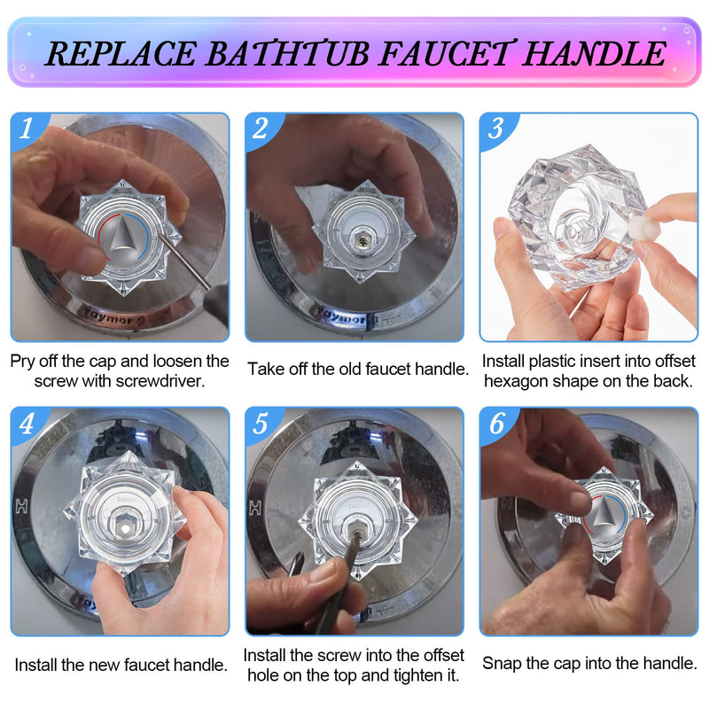 Dreyoo 1 Pack Faucet Handle Compatible with Delta Faucet RP17451, Replacement Faucet Handle with Offset Hole for Shower/Tub, 2-1/2'' x 2-1/8'' Faucet Knob, Single Knob Handle, Clear Acrylic Finish