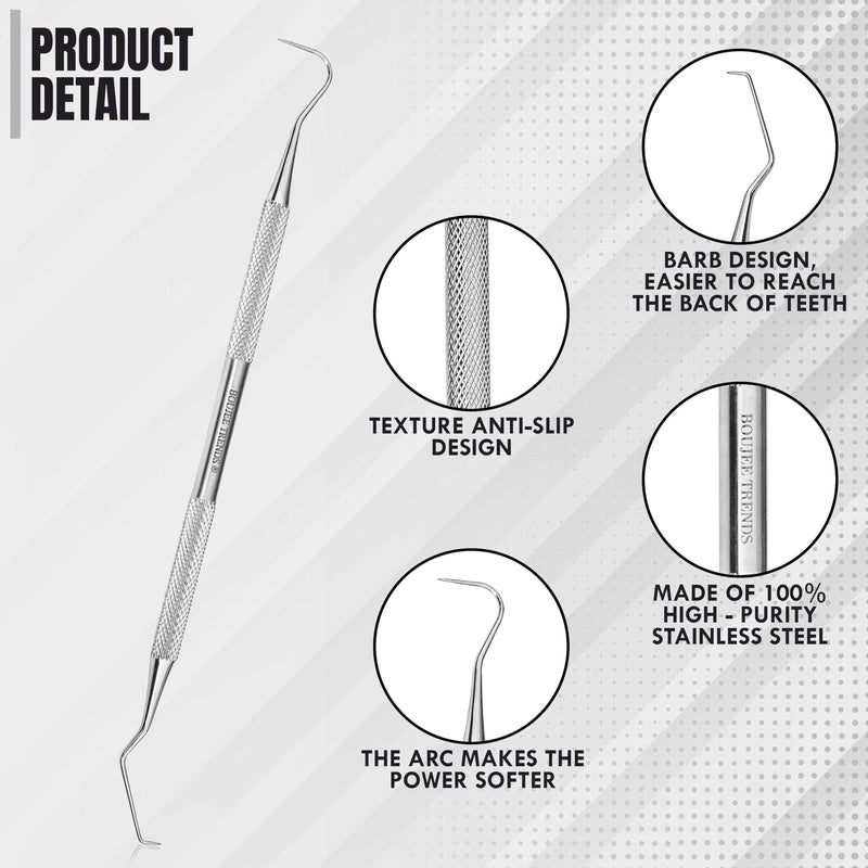 Professional Dental Tools Tartar Scraper for Dentist, Personal Use and Pets Stain Plaque Remover for Teeth, Premium Oral Care Double Ended Dental Probe Scaler | Stainless Steel
