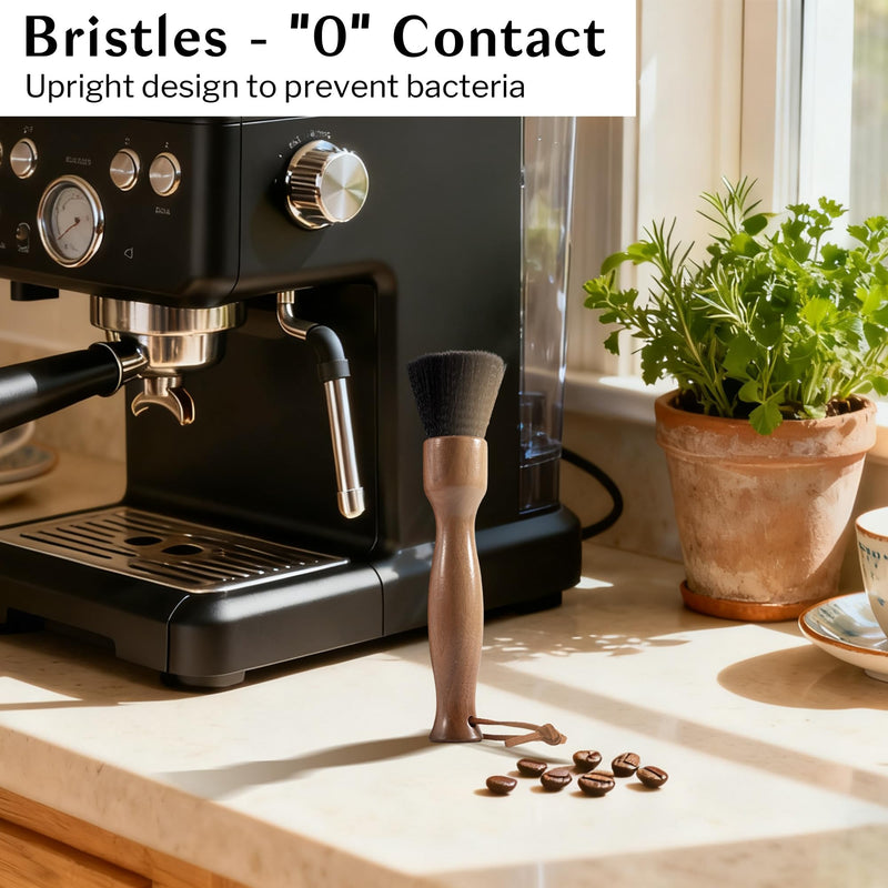 Belongtous Coffee Grinder Cleaning Brush, Fluffy & Soft Bristles Coffee Brush and Walnut Wood Handle, Espresso Machine Brush Cleaner Tool for Barista Home Kitchen Black