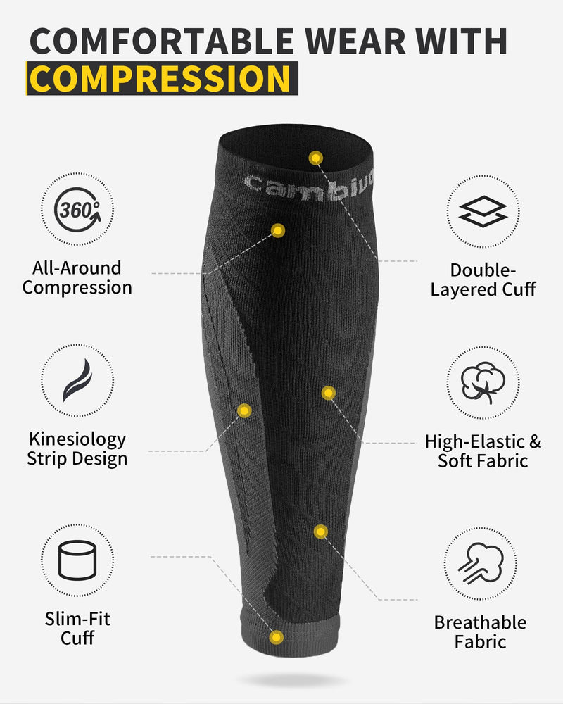 CAMBIVO 3 Pairs Calf Compression Sleeve for Women Men, Leg Support for Shin Splints Large-X-Large Black