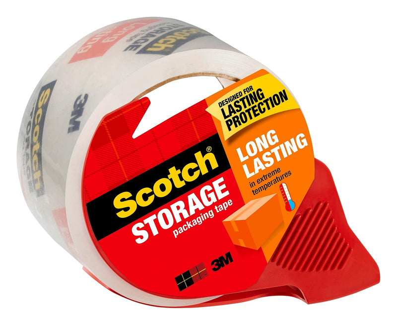 Scotch Long Lasting Storage Shipping Packaging Tape, 1.88" x 38.2 yd, 1 Roll with Dispenser (3650S-RD-ESF)