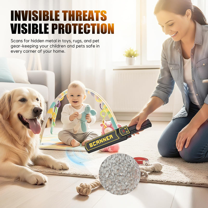 Rechargeable Handheld Metal Detector Wand, High Sensitivity Security Wand Metal Detector,Portable Nail Finder Scanner Woodworking Metal Detector Wand for Logs Weapons Sound Vibration Alert Detects 2000mAh