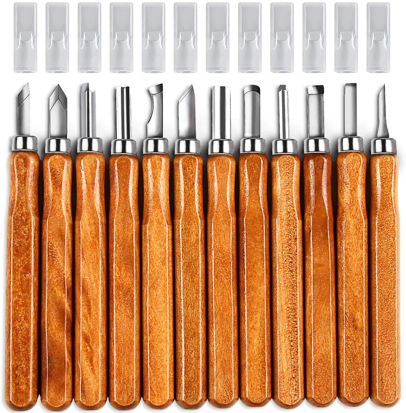 AUGSUN Wood Carving Knife Set, 20 PCS Wood Carving Kit Carbon Steel Wood Hand Carving Tool for DIY Sculpture Carpenter Experts Beginners AU635