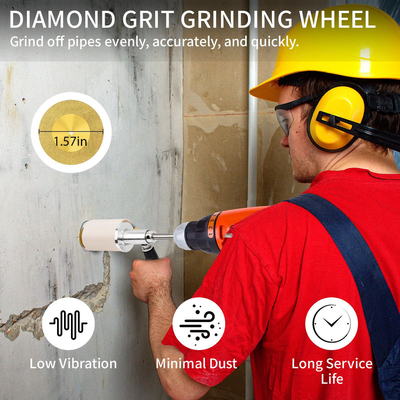 Inside Pipe Cutter for PVC Pipe, 1.5"-8" PVC Pipe Cutter Tool with 7" Depth Adjustment, Diamond Grit Wheel, 1/4" Hex Shank for Drills/Drivers, PVC Cutter for Plumbing