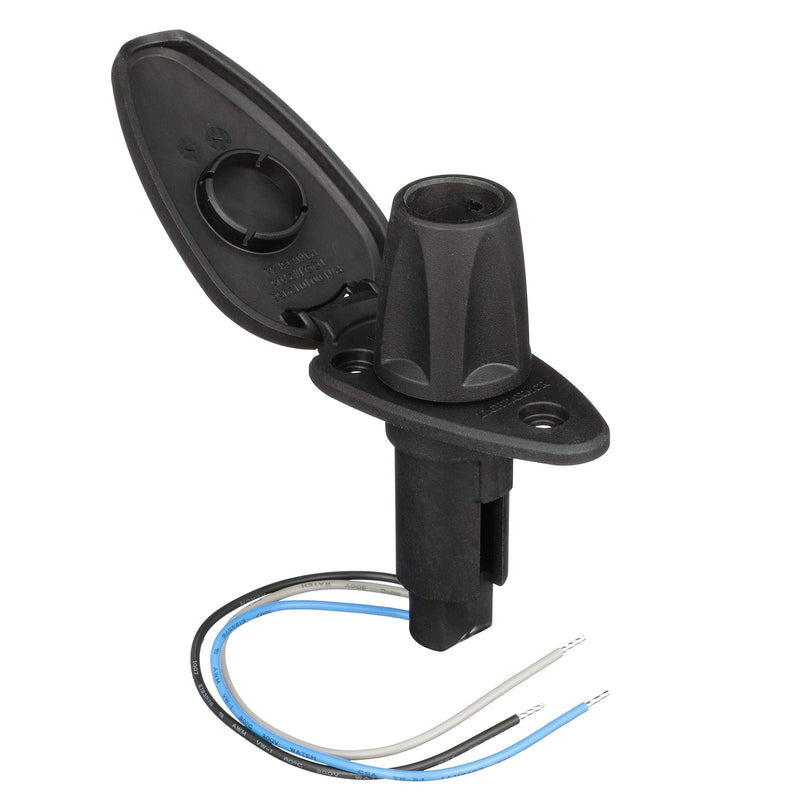 Attwood 910T3PB-7 LightArmor™ 910R Series Teardrop Plug-in Light Base — for All-Around Pole Light, 3-Pin, Black Composite Cover