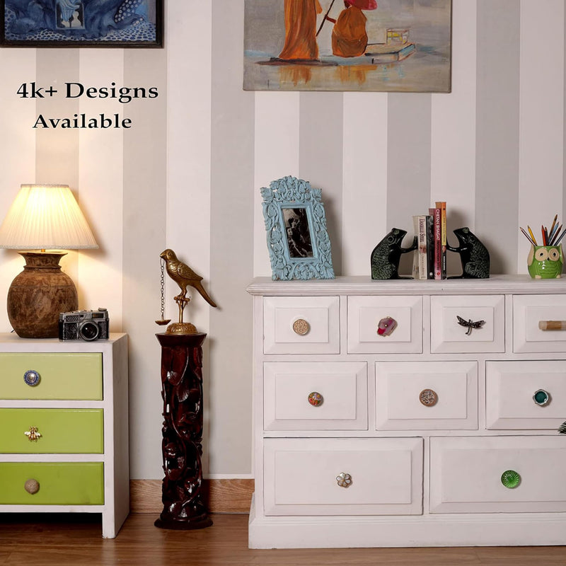 Indian Shelf 6 Piece Natural T Bar Multicolor Wood Designer Dresser Handles Cabinet Knobs Drawer Pulls Modern Style