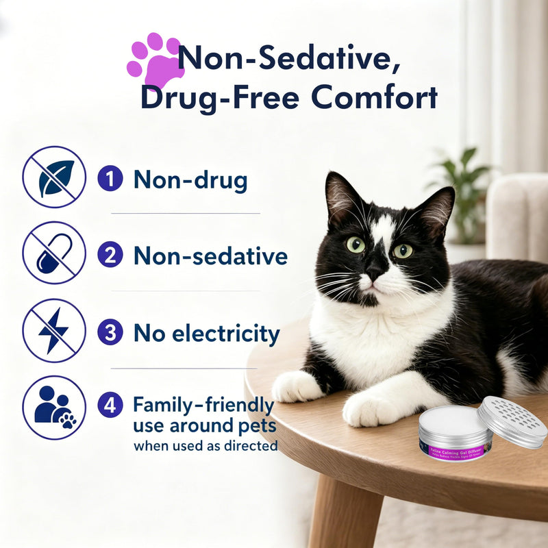 Cat Calming Diffuser Gel – Anti-Anxiety Pheromone Stress Relief for Cats & Kittens, Helps Reduce Stress-Related Behaviors, Drug-Free, No Electricity, 120 Days (4 Pods)