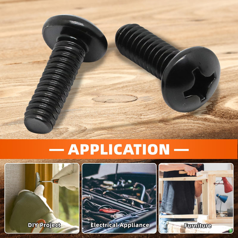 8-32 x 1 (1/4" to 3" Available) Pan Head Machine Screws, Full Thread, 304 Stainless Steel 18-8, Black Oxide, 50 PCS 8-32 x 1"