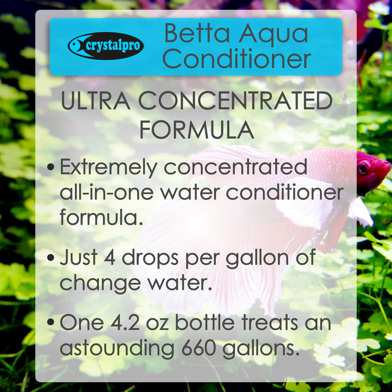 Betta Water Conditioner Treats 660 Gallons - Concentrated Betta Fish Water Conditioner Neutralizes Chlorine and Ammonia (4.2 Oz-125 ml)