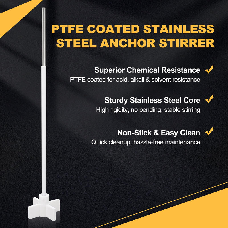 4-Blade Straight Stirring Rod, PTFE Coated Stainless Steel Impeller for Overhead Stirrer, Laboratory Mixing