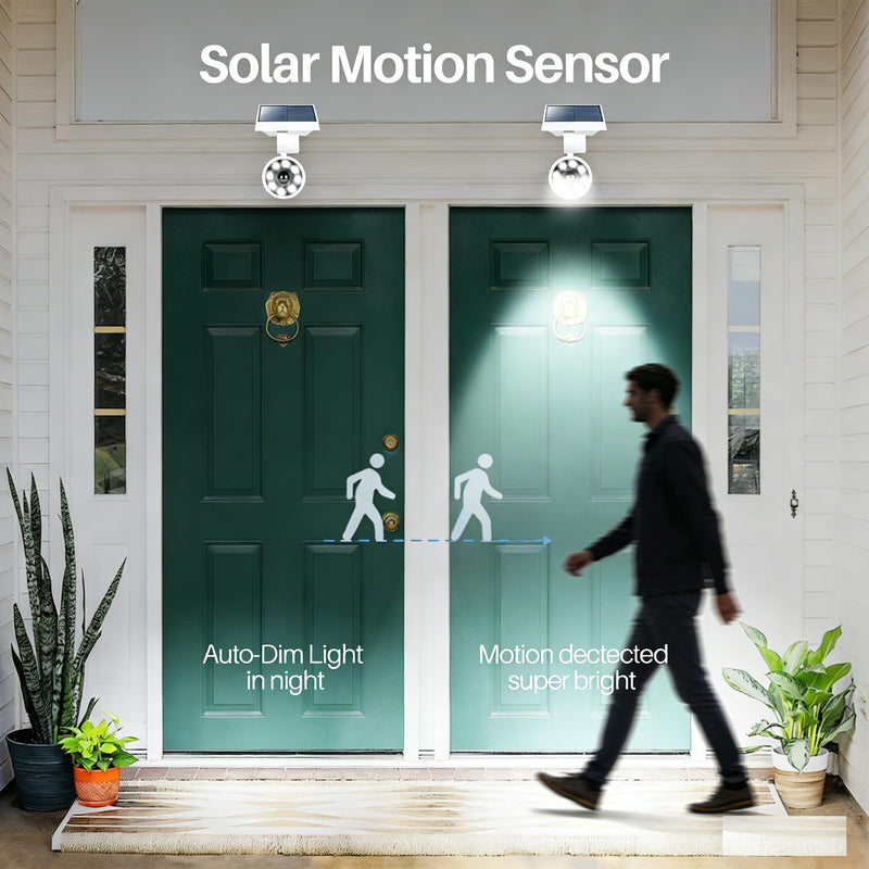 Motion Sensor Outdoor Solar Lights Waterproof Aluminum alloy(Not plastic) Solar Spot Lights, Solar Motion Detector Lights for Outside Patio Porch Wall Driveway Garden, 100-Week FREE Refund/Replacement White