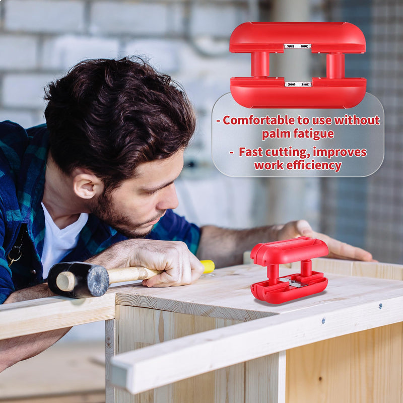 Feekoon Edge Banding Trimmer, Hand Planer Edge Quad Trimmer with Tungsten Carbide Blades, Laminate Veneer Edge Trimmer, PVC Plywood Wood Manual Banding Trimming Woodworking Deburring Tool, Red