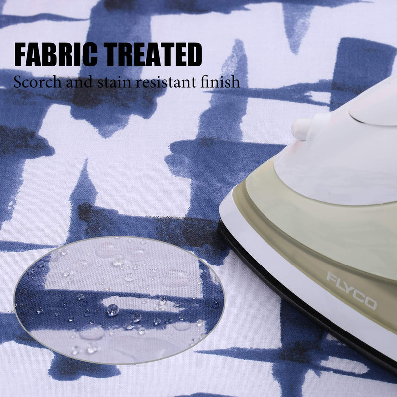 Ironing Board Cover and pad - 15 x 54 Thick Padding 4 Layers with 2" Elastic, Stain Resistant & Durable Scorch, 2 Click Buckles for Smooth Iron/Easy Installation, Blue Brushstrokes 15x54