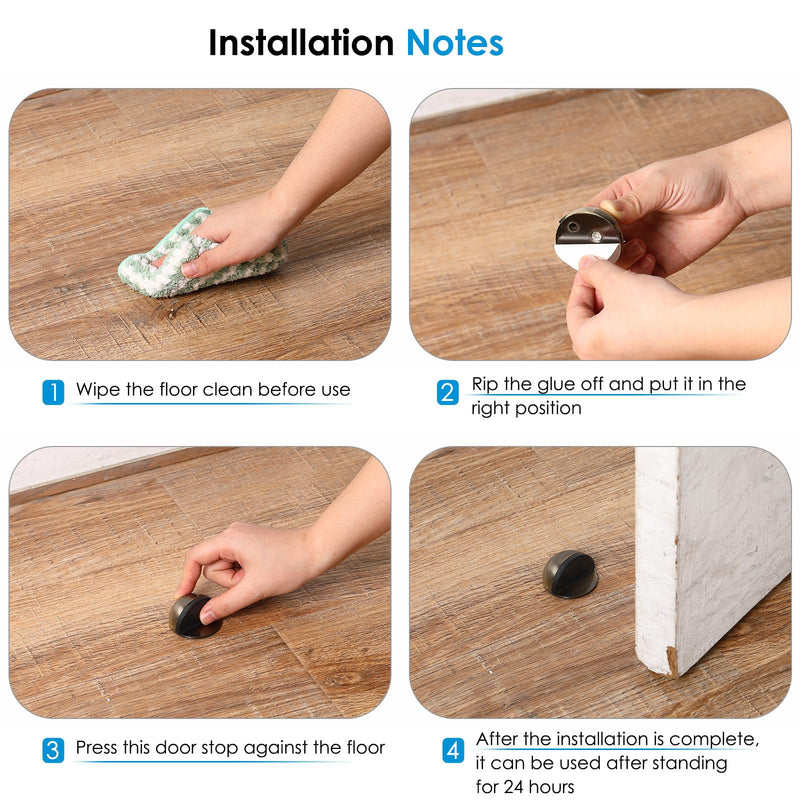 2 Pcs Self Adhesive Door Stoppers, Stainless Steel Floor Door Stop Wall Protector, Half Dome Floor Gate Block for Living Room, Bedroom, Bathroom, Office (Bronze) 2 Bronze