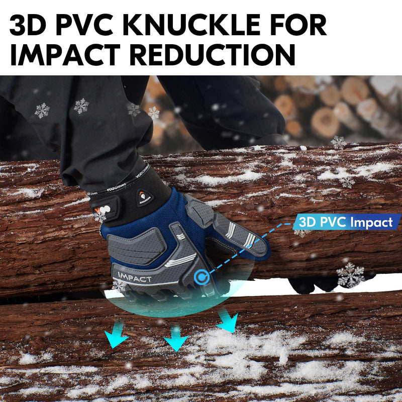 Vgo... -20/-4F COLDPROOF Winter Work Gloves - Mechanics & Impact Gloves - Anti-Vibration & Heavy Duty (SL9792FW) Medium Blue