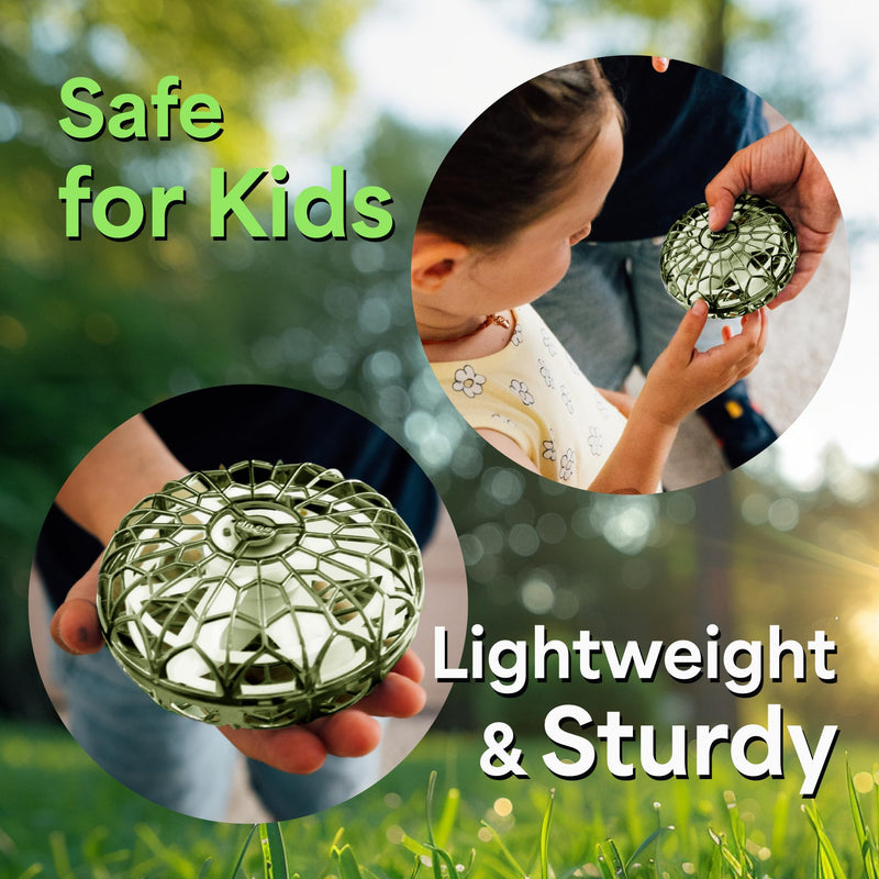 NUTTY TOYS Interactive Drone - Hand Operated Light Up Boomerang for Kids & Adults | Easy Shake to Start Flying UFO | Top Easter & Valentines Day Gift Idea 2025 for Boys & Teens 8 9 10 11 12 13 14 15 Army Green