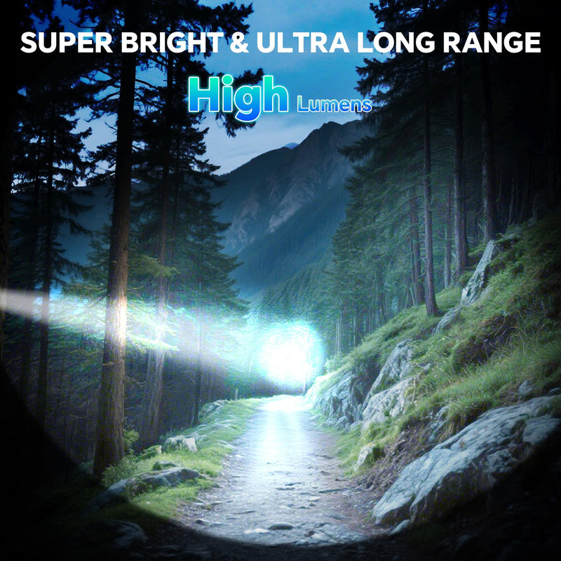 3Pack Rechargeable Flashlights High Lumens, Super Bright Flashlight with LCD Digital Display, 5 Modes Adjustable LED Flashlight Tactical Flashlights High Powered, Flash Lights for Emergency