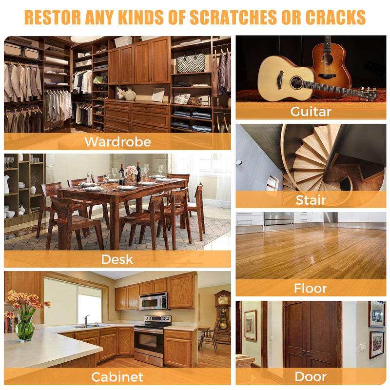 Wood Furniture Repair Kit- Set of 41 Laminate Vinyl Floor Repair Kit Wood Fillers,Floor Scratch Repair, Touch Up Markers, Restore Hardwood Scratches, Cracks, Hole for Floor, Table, Door, Cabinet 3
