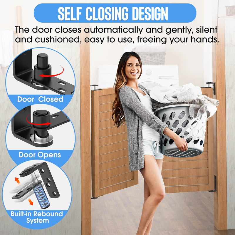 Heavy-Duty Self Closing Saloon Door Hinges, 304 Stainless Steel Self-Return Dual Swing Cafe Hinges for Bar, Patio Doors (2, Large) 2