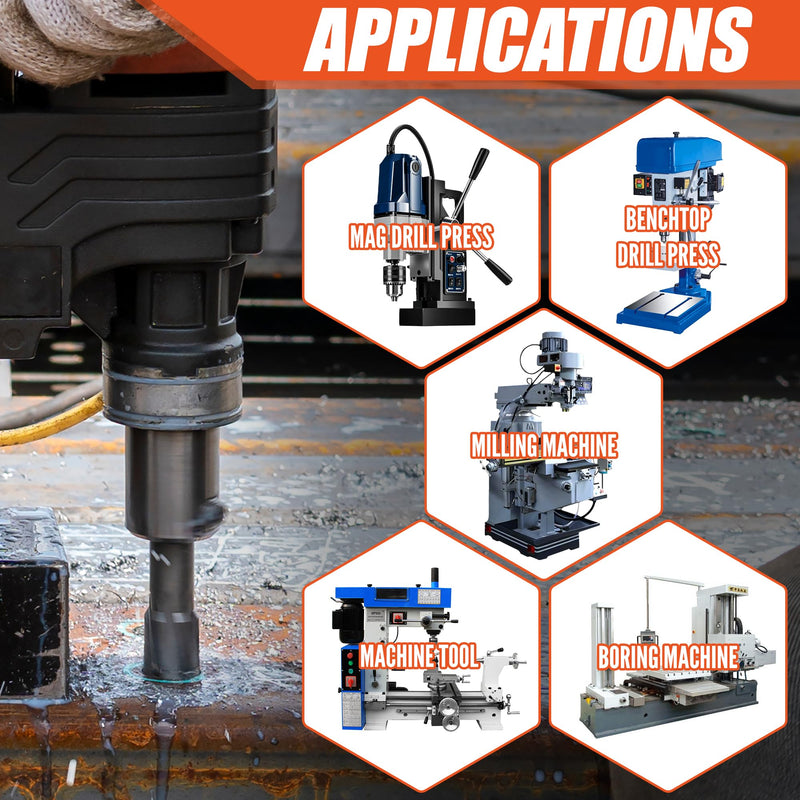 EASEWORK TOOL Carbide-Tipped Annular Cutter, 1/2-inch Cutting Diameter x 2-inch Cutting Depth, 3/4" Weldon Shank, TCT Mag Drill Bit with Advanced PVD Nano-Coating 1/2" * 2"