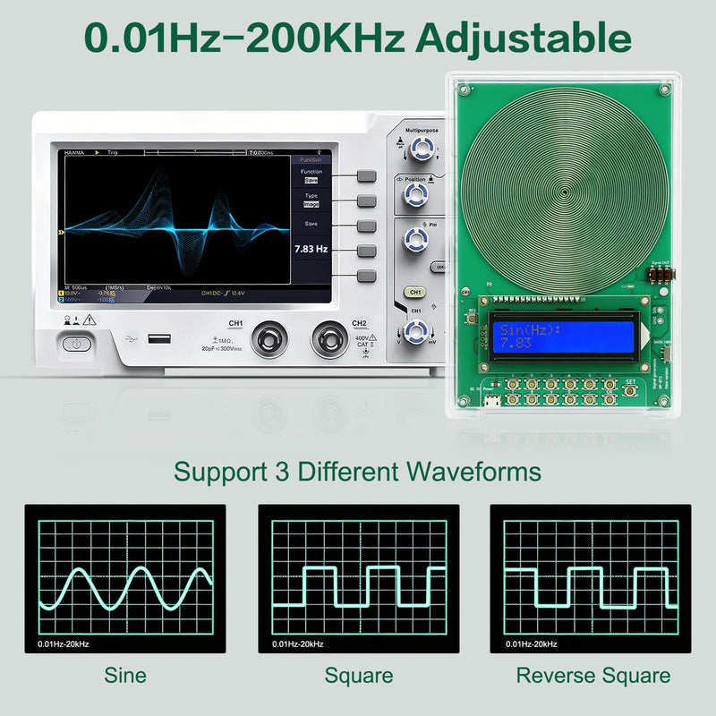 0.01Hz-200kHz Frequency Generator for Healing - 7.83Hz Adjustable Schumann Resonance Generator, USB Powered with Acrylic Case and LCD Display for Sleep aid, Meditation, Stress Relief and Yoga