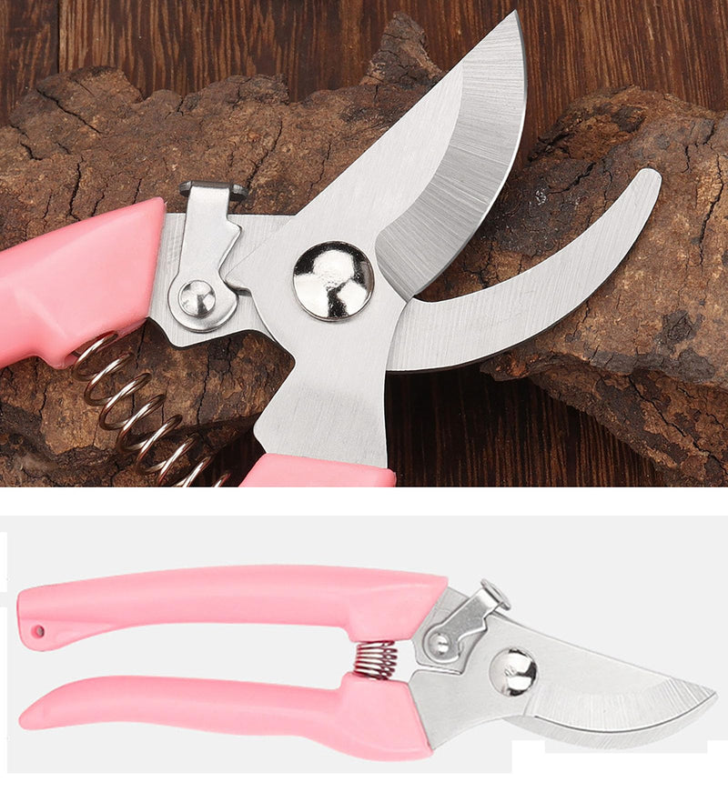 Garden Flower Shears Pruning Shears 6.9 inches Scissors Heavy Duty Plant Scissors for Cutting Flowers, Trimming Plants, Bonsai, Fruits Picking (Pink Handle) Pink Handle - NewNest Australia