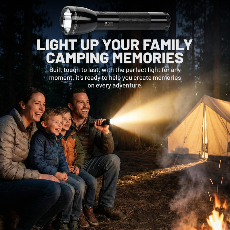 MagLite ML300L LED 4-Cell D Flashlight, Adjustable Focus, Long Battery Life, Water-Resistant, Tactical and Emergency Use – Black