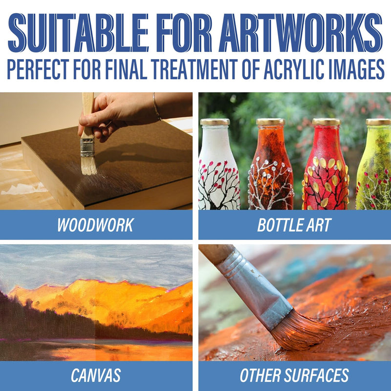 Gloss Varnish for Acrylic Painting, Artist's Acrylic Varnish, Non-Yellowing, Non-Toxic, Anti-Crazing, High Gloss Finish, for Artwork, Acrylic Paint, Suitable for Pro Artists, Hobby Painter