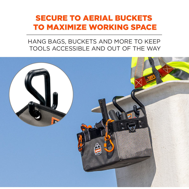 Ergodyne Squids 3179 Aerial Bucket Hook, Fits 2" Lip, Attach Tool Bags or Aprons to Buckets Each