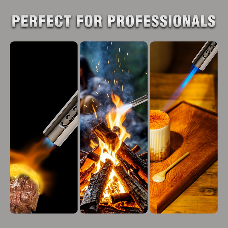 KOOKCOOK Propane Torch Head,Quad-Flame Blow Torch Kit with Propane Tank Base for MAPP MAP Gas,Work in All Angle,Trigger Start Torch Gun Ideal for Welding Brazing Soldering Grill Camping Cooking Food Torch Only