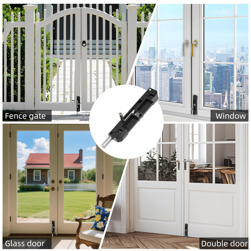 2 Pcs Spring Loaded Latch, Spring Loaded Barrel Bolt Latch Normally Locked Flush Bolt for Industrial Device Door Equipment Door (3-1/8", Black) Right latch style four